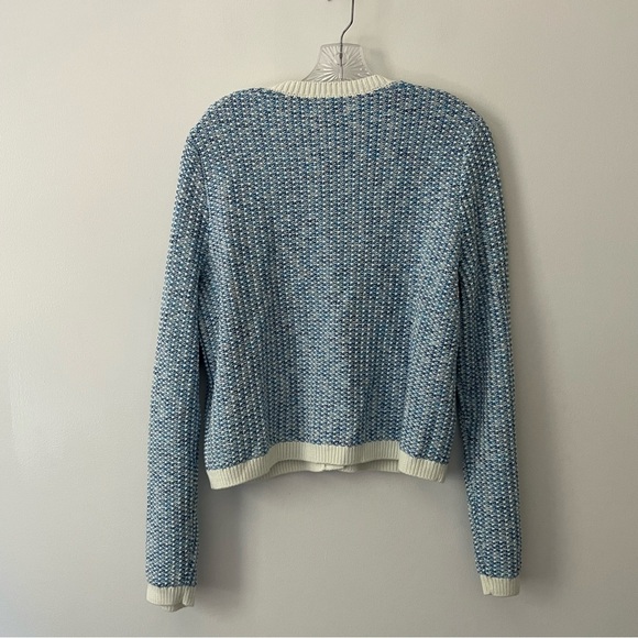 NEW J Crew Factory Popcorn Stitch Lady Jacket Blue Preppy Old Money Classic L - Picture 4 of 8